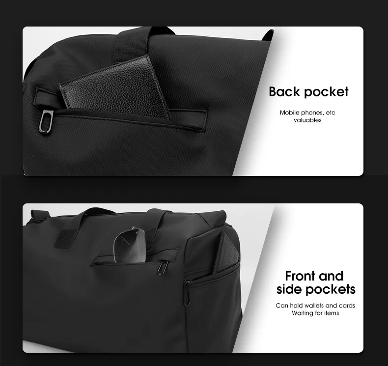 Unisex Solid Color Travel Bag in PU Leather with Water Resistant Feature and Stylish Sewing Thread Detail