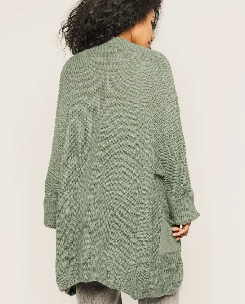 Solid Color Casual Long Sleeve Knitted Fabric Sweater for Women with Patchwork and Placket