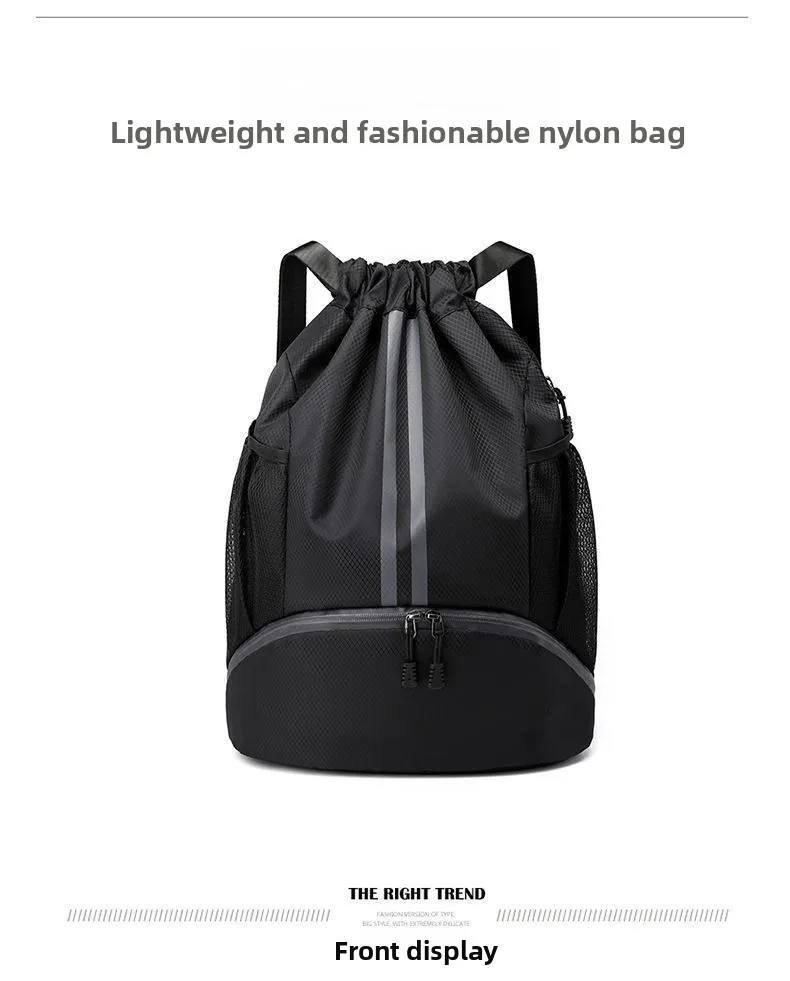 Men's Sport Drawstring Backpack in Oxford Cloth Featuring Basketball Design for Active Use