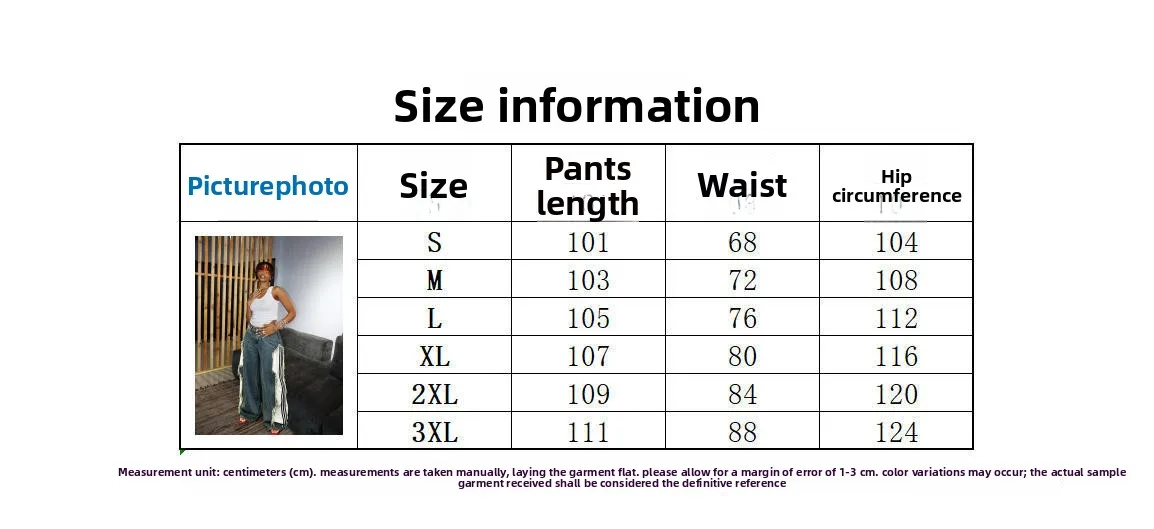 Stripe Full Length Denim Cotton Jeans for Women in Streetwear Style with Raw Hem, Inelastic Fabric