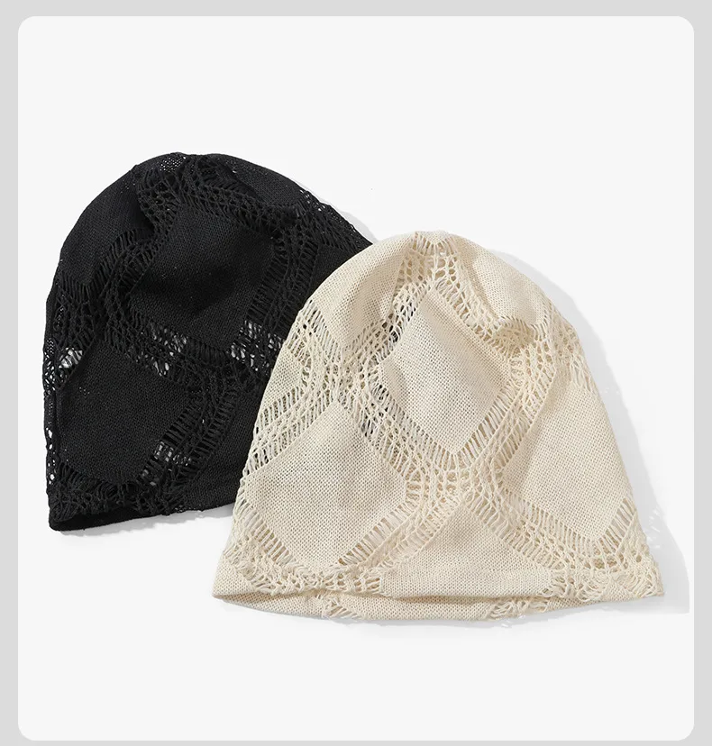 Solid Color Breathable Brimless Beanie Hat for Adults in Cotton Polyester with Braid Craft