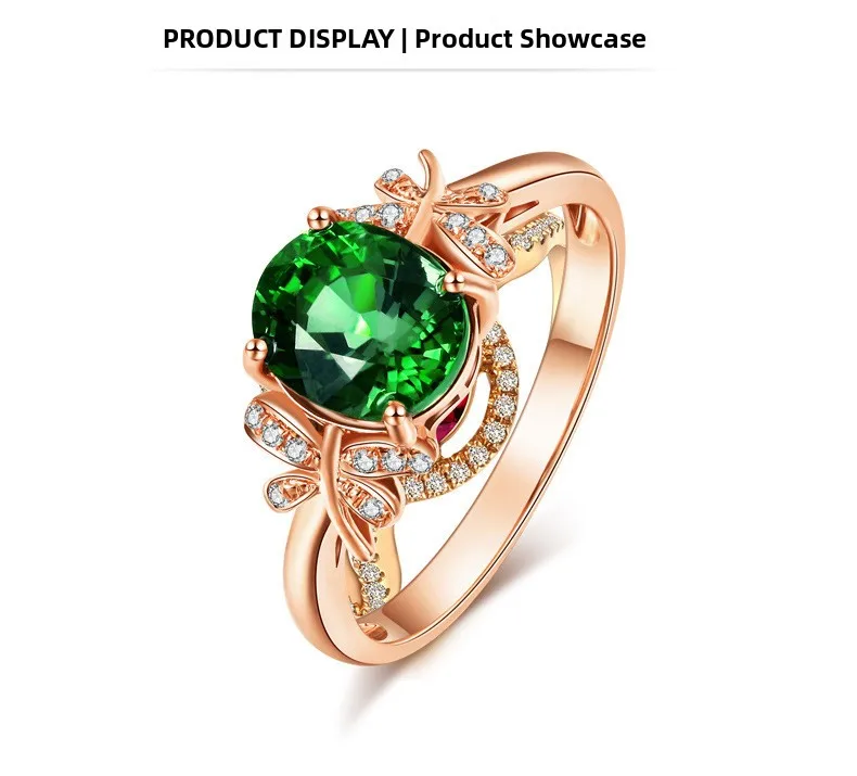 Butterfly Open Ring for Women in Copper with 18K Real Gold Plated Electroplated Finish and Artificial Gemstones Inlay