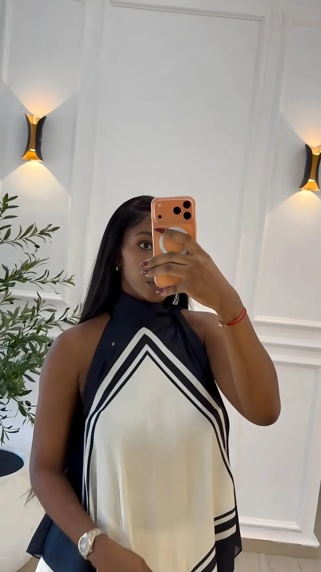 Color Block Pant Co-ord Set with Patchwork Detail, Straight Polyester Pants and Sleeveless Top, 2 Pieces Set in Simple Style