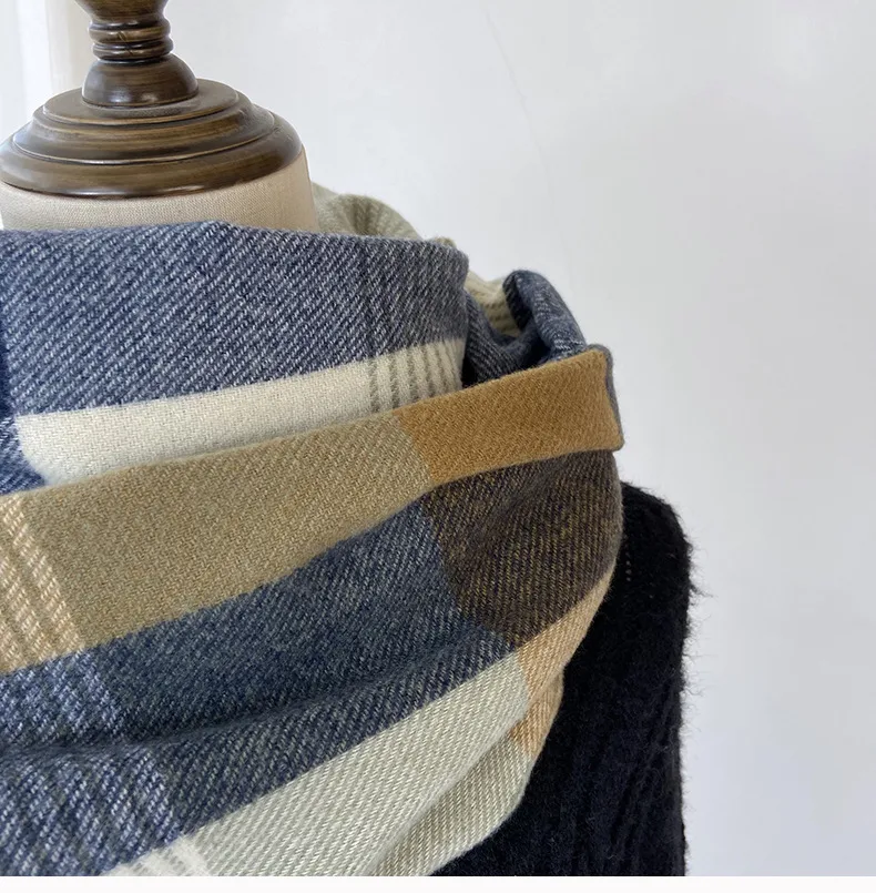 Women's Casual Simple Style Streetwear Lattice Imitation cashmere Tassel Scarf