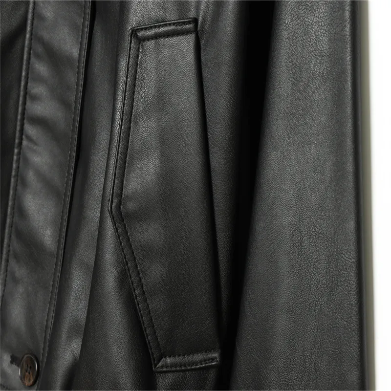 3D Print British Style Women's Leather Jacket with Zipper Placket and Lapel Collar, Made of Polyester