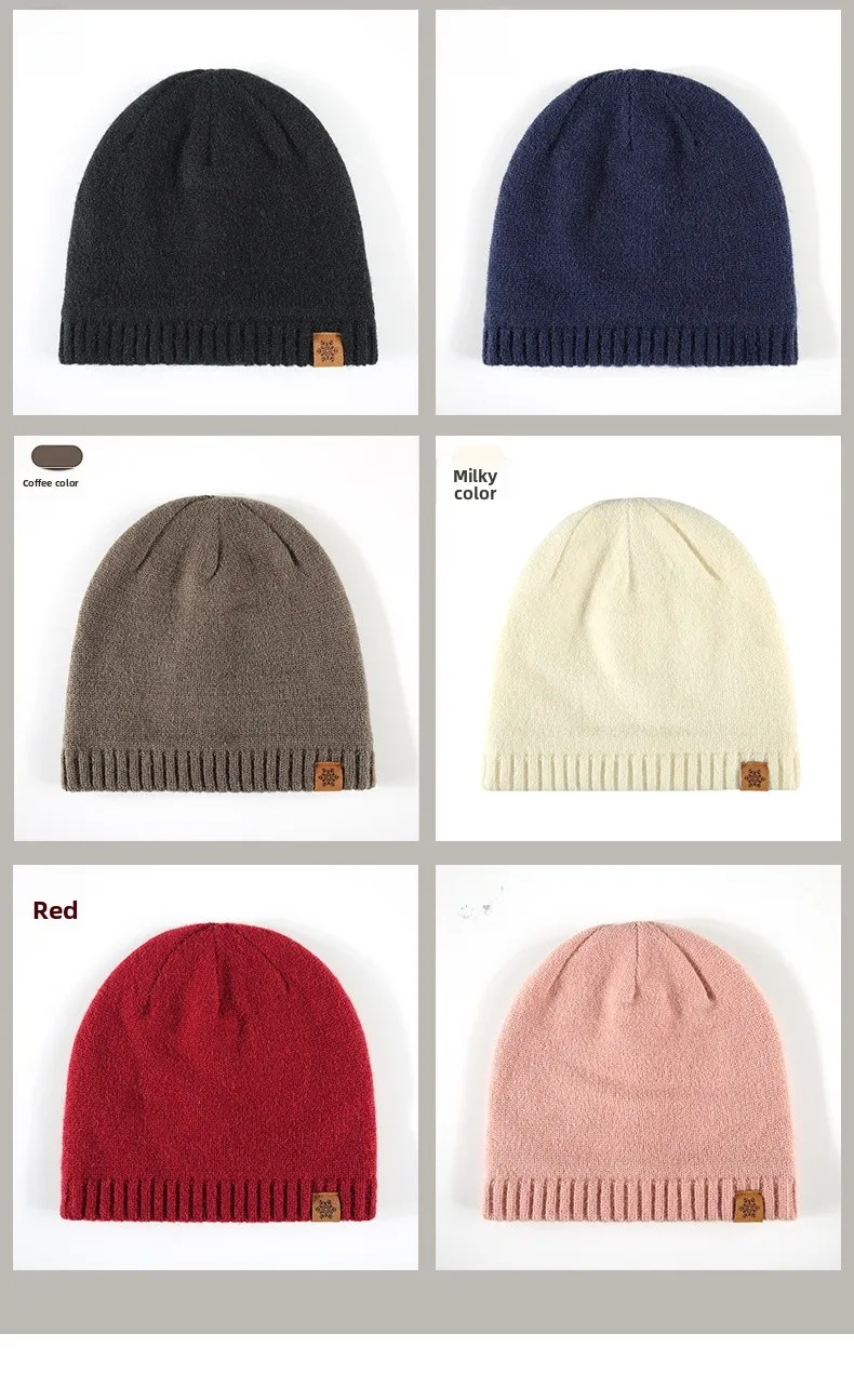 Solid Color Warm Wool Cap for Women in Simple Style, Brimless Design Featuring Acrylic Material with Braid Craft