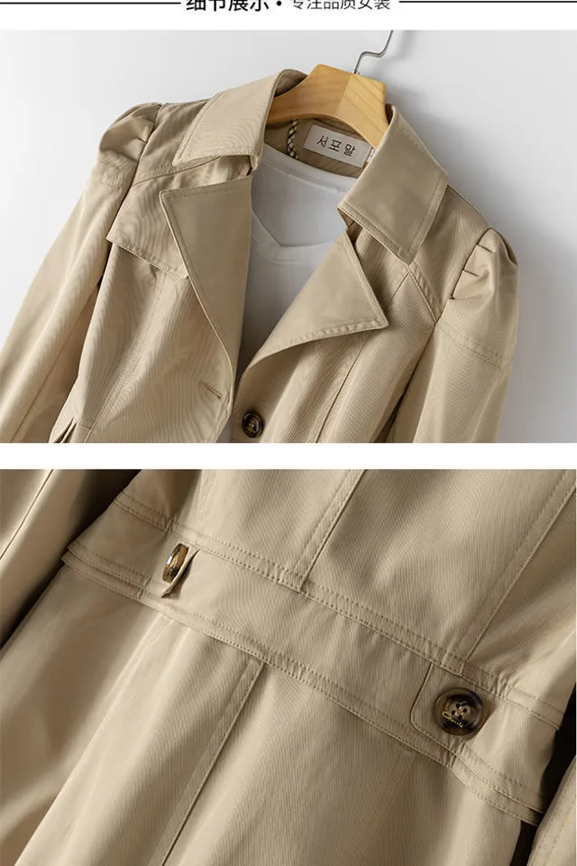 Japanese Style Women's Loose Solid Color Mid-Length Trench Coat