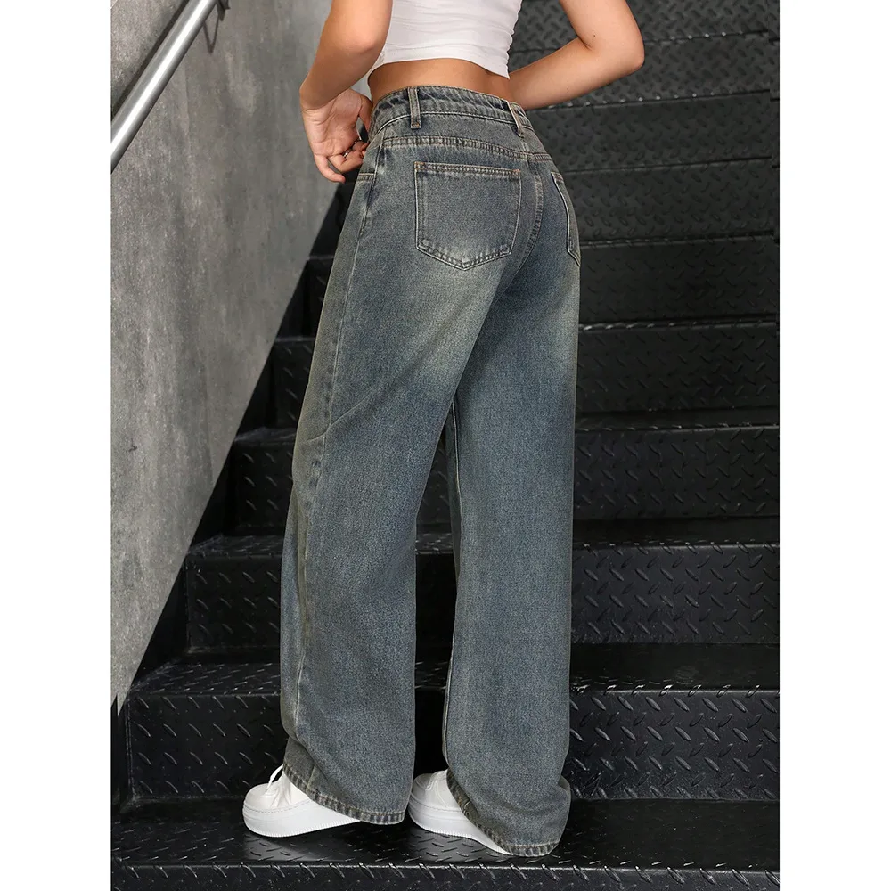 Women's Casual Full Length Denim Cotton Jeans with Micro-Elastic Stretch for Street Wear