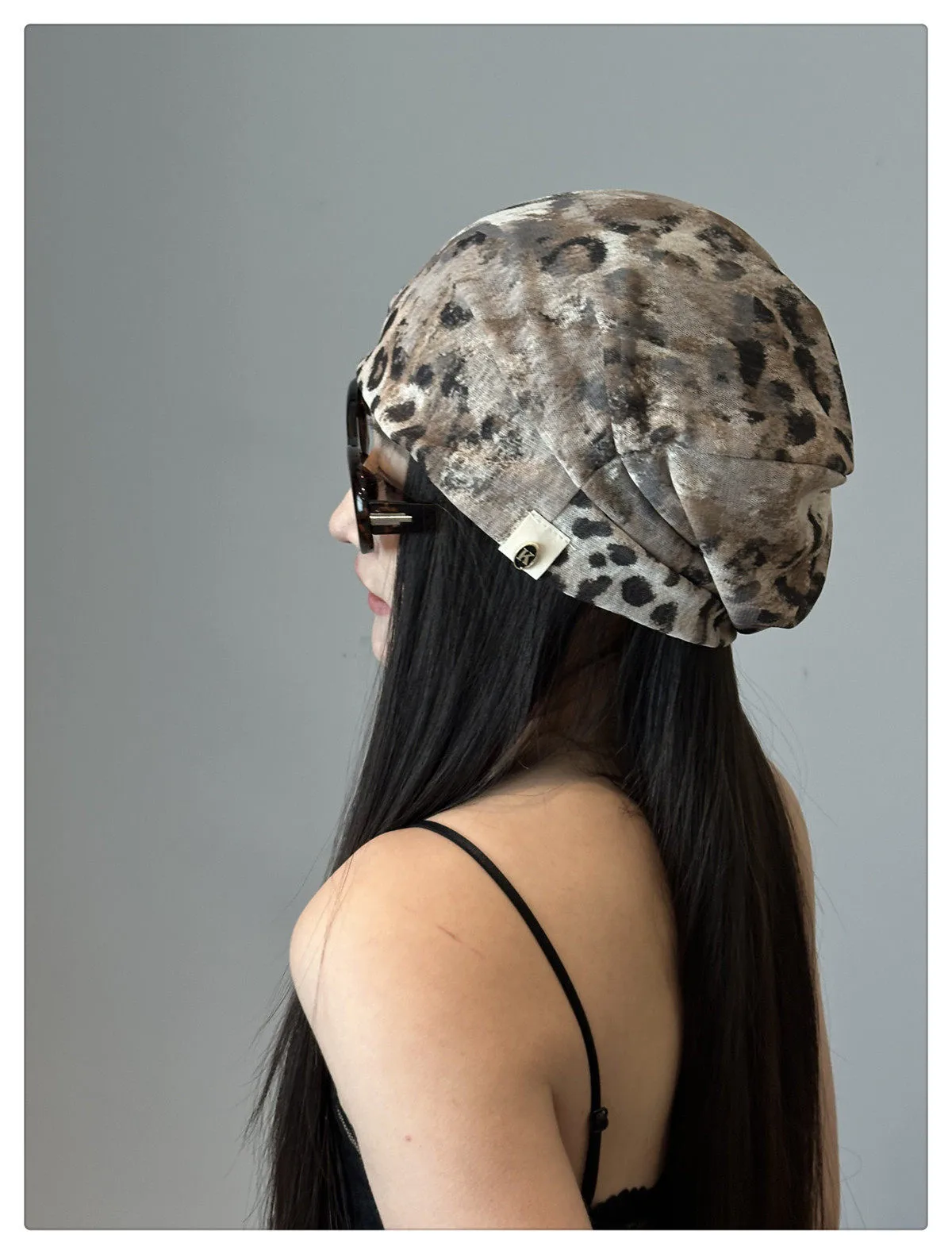 Retro Plaid Breathable Brimless Beanie Hat for Women in Polyester Fabric