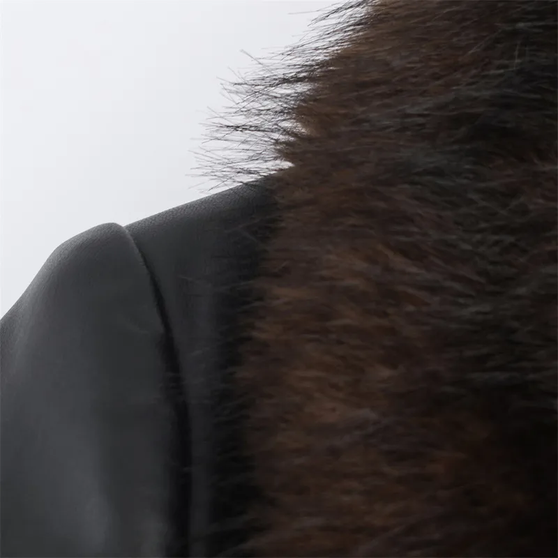 Elegant Women's Leather Jacket Coat with Tie Placket and Pocket, Featuring PU Fabric and Lapel Collar