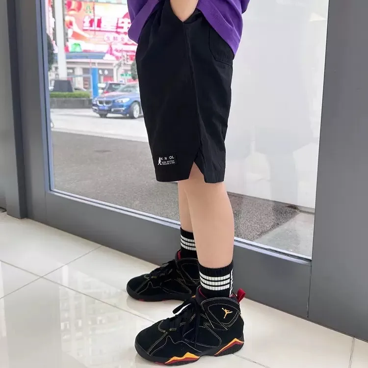 Casual Solid Color Nylon Shorts for Boys in Khaki, Comfortable Children's Pants for Everyday Wear