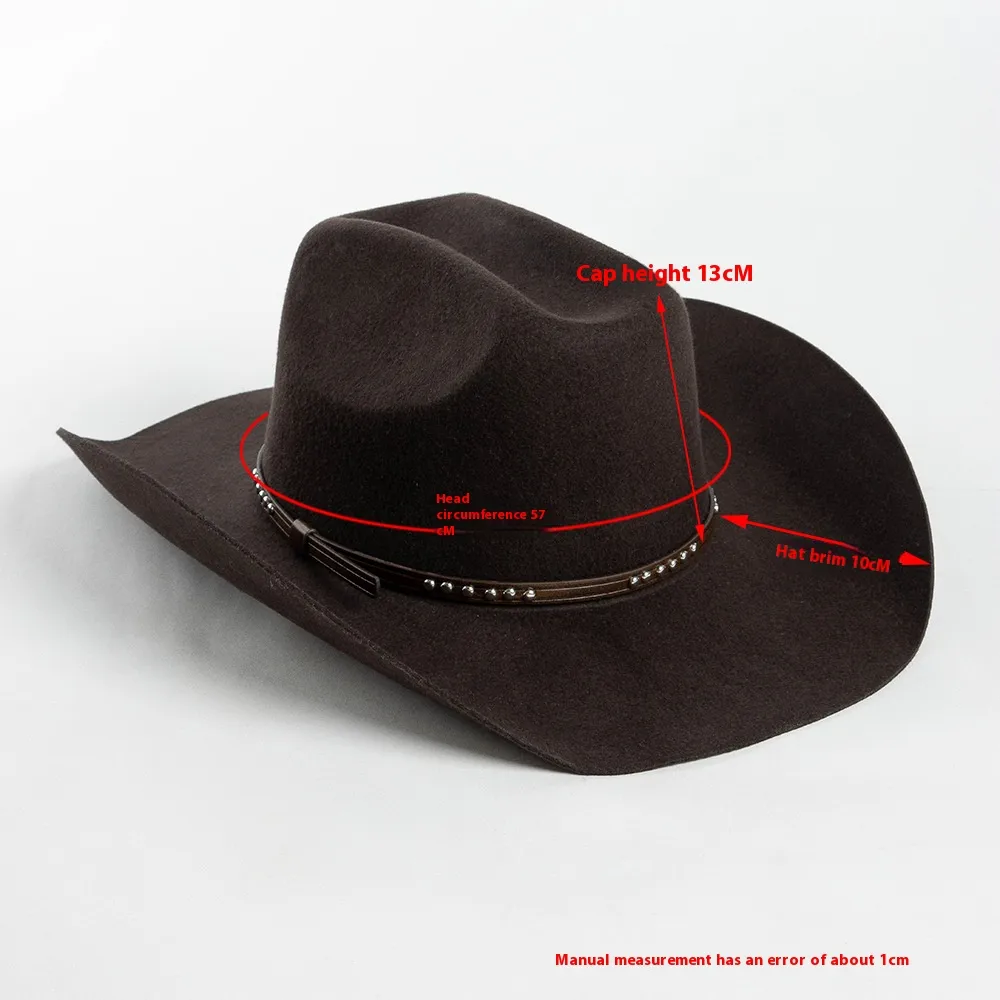 Casual Knitted Round Crown Cowboy Hat for Autumn