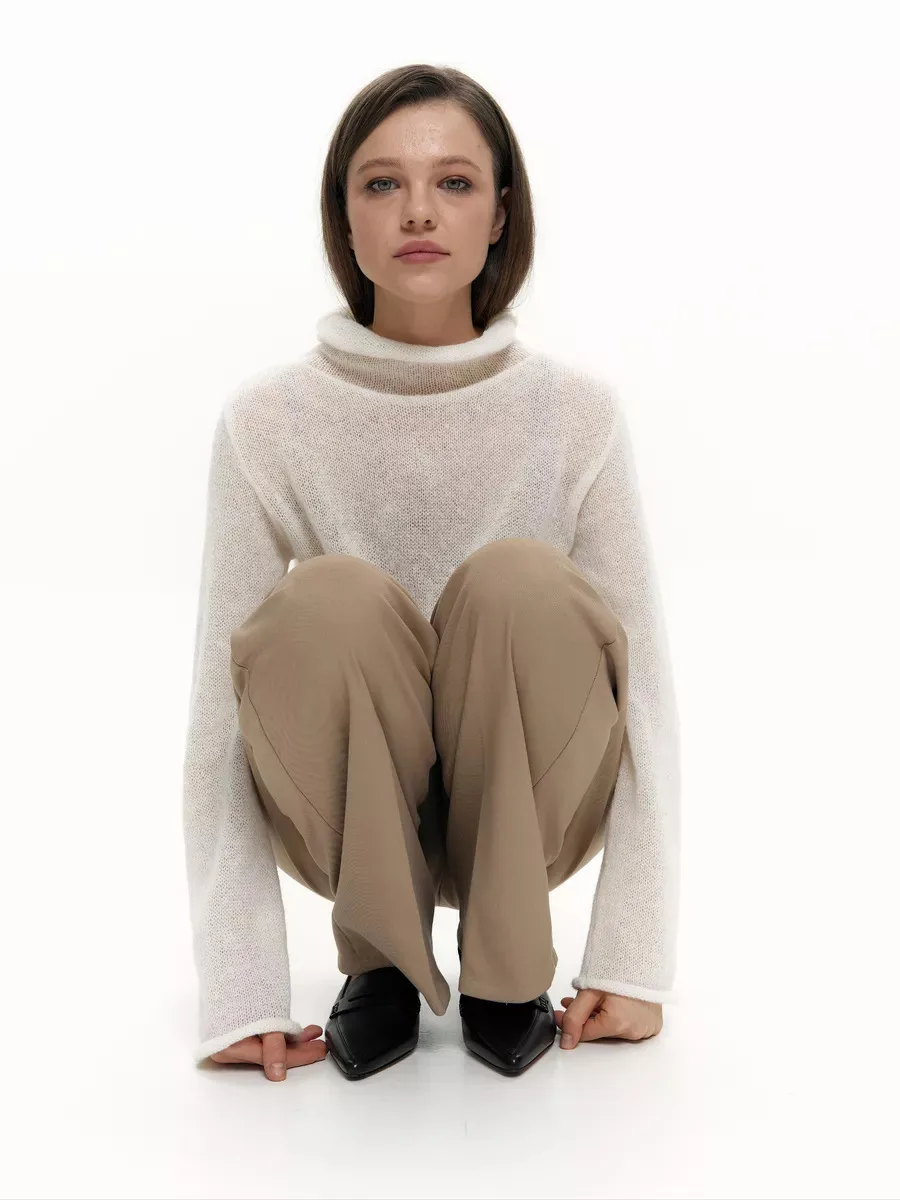 Solid Color Long Sleeve Acrylic Streetwear Pullover Sweater for Women Featuring Hollow Out Design