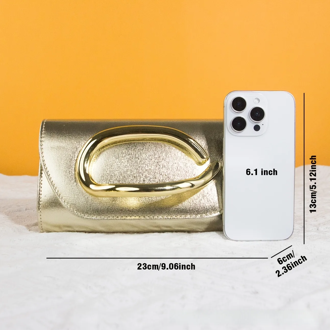 Women’s Square PU Leather Clutch Bag with Chain Strap, Elegant Evening Bag for Spring size guide