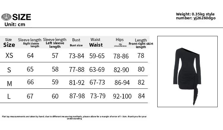 Solid Color Bodycon Dress with Long Sleeve and Oblique Collar in Polyester for Casual Occasion size guide