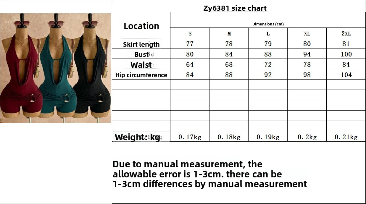 Sexy Party Rompers Shorts for Women in Polyester Fabric Featuring a Stylish V-Opening and Stretchy Fit size guide