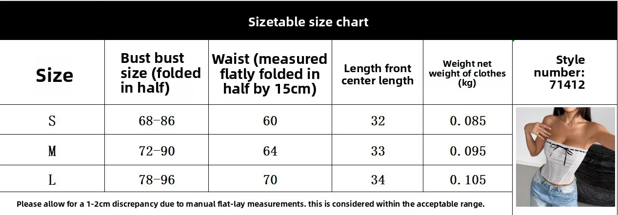 Sexy Geometric Polyester Tube Bra with Hollow Out Craft and Tie Closure size guide