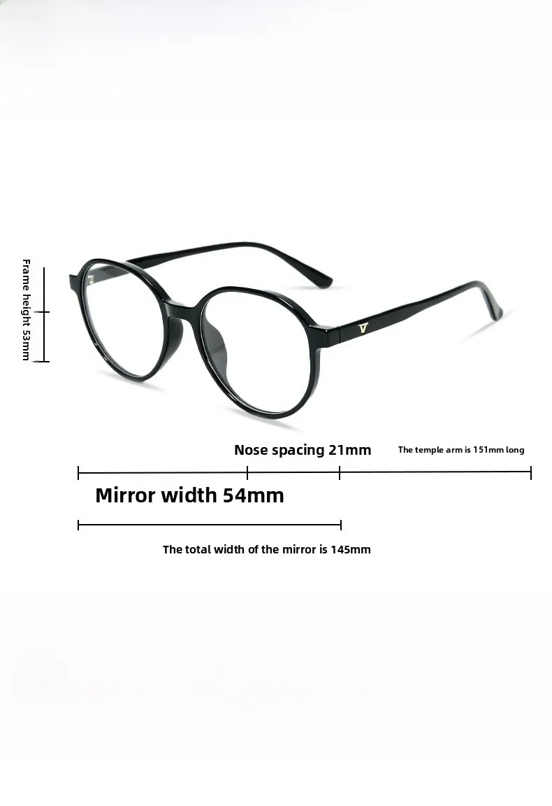 Round Frame Full Frame Glasses for Adults with AC Lens Material, Plano Glasses Style size guide