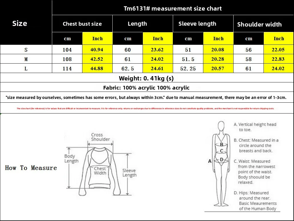 Solid Color Casual Acrylic Sweater with Long Sleeve Featuring Knitted Craft and Placket Design size guide