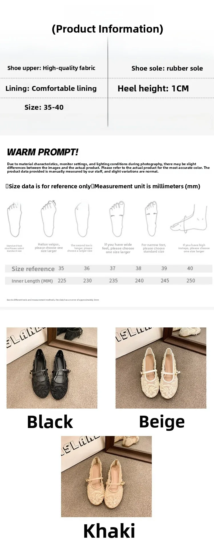 Solid Color Women Mary Jane Shoes with Rubber Sole and Flat Heel Featuring Mesh Upper in Casual Style size guide