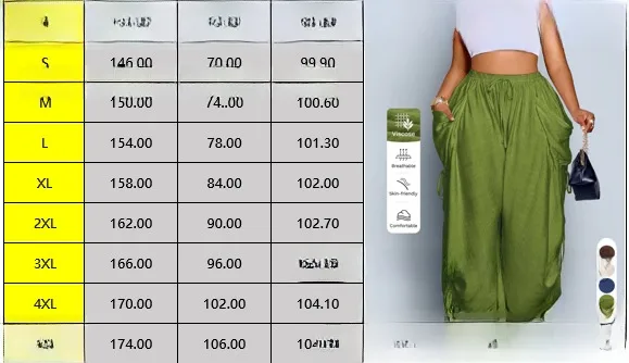 Solid Color Casual Full Length Harem Pants in Cotton and Linen Fabric with Pocket, Featuring Stretchy Comfort size guide