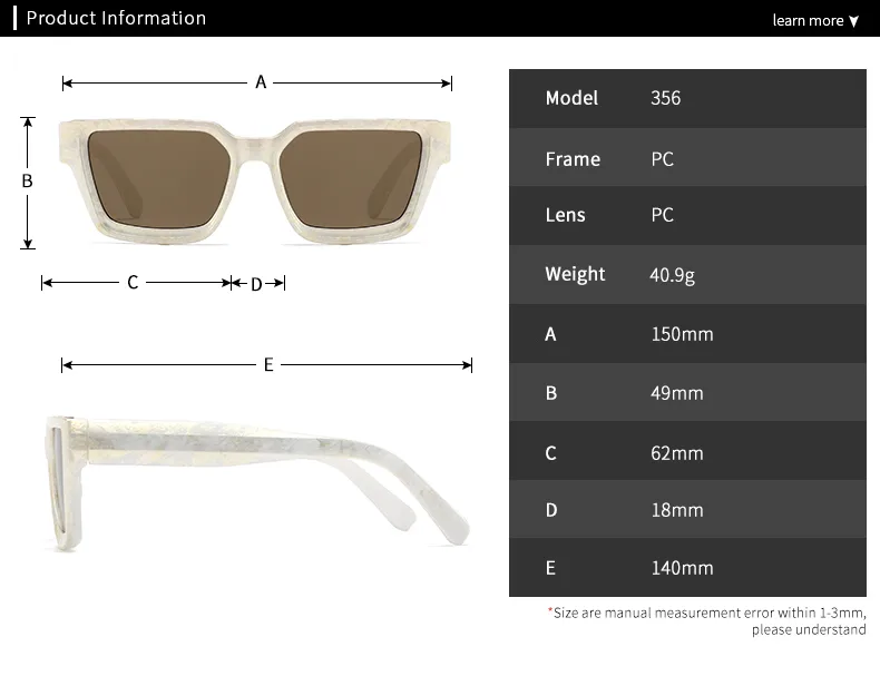 Unisex Full Frame Square Sunglasses Featuring PC Lens Material in Coffer, Ideal for All Seasons size guide