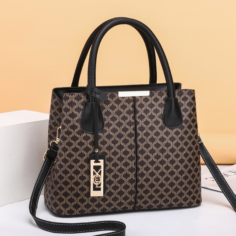 Large Geometric PU Leather Shoulder Bag