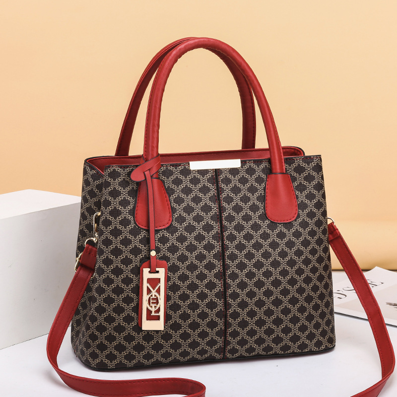 Large Geometric PU Leather Shoulder Bag