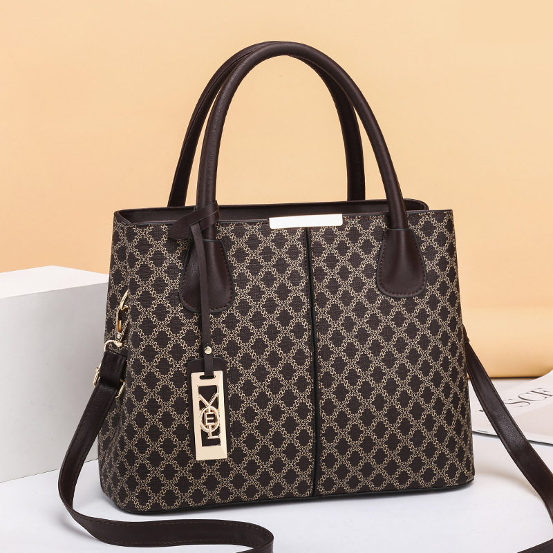 Large Geometric PU Leather Shoulder Bag