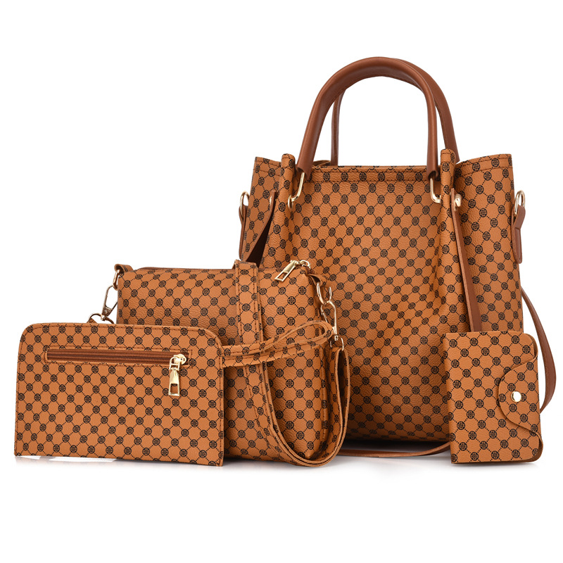 Medium Solid Color Pu Leather Bucket Bag Set