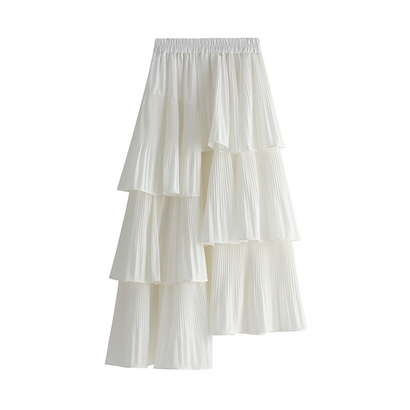 New-style Asymmetric Pleated Cake Skirt