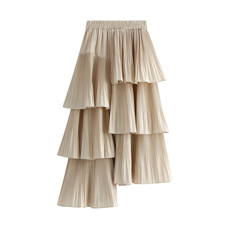 New-style Asymmetric Pleated Cake Skirt