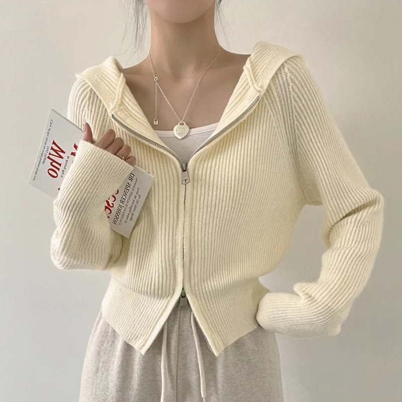 Solid Color Long Sleeve Polyester Sweater
