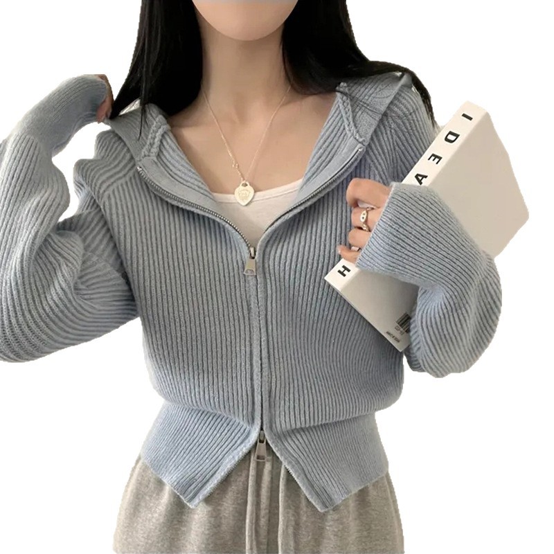 Solid Color Long Sleeve Polyester Sweater