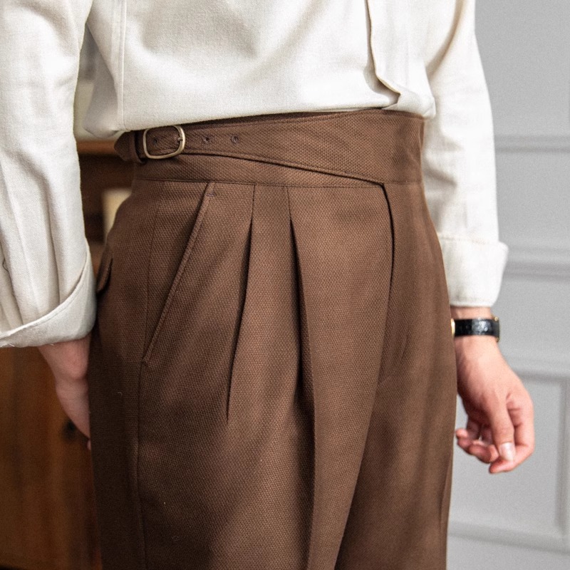 Men's Regular Fit Polyester Dress Pants In Light Business Style