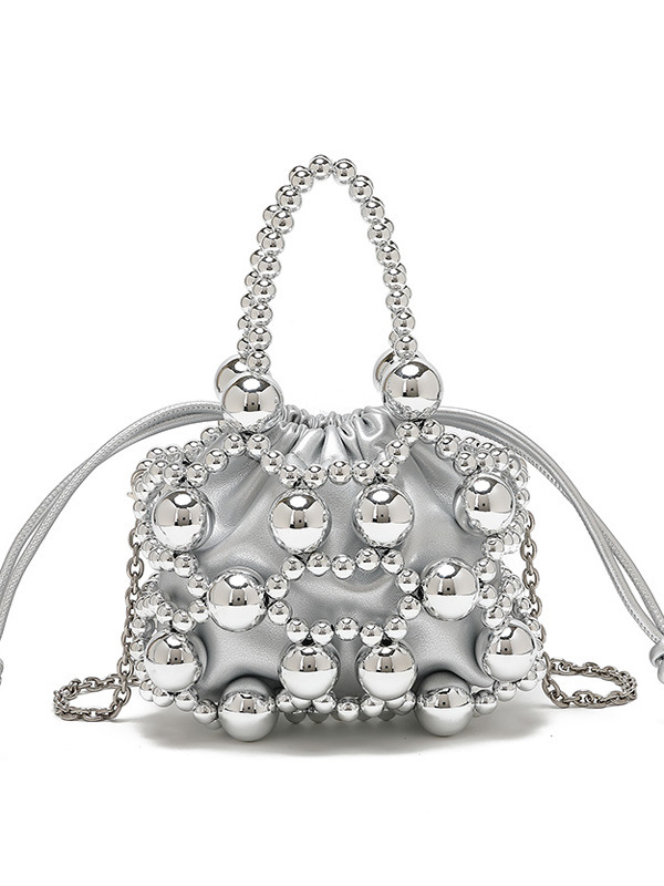 Unisex Round Acrylic Beaded Printing Evening Bag