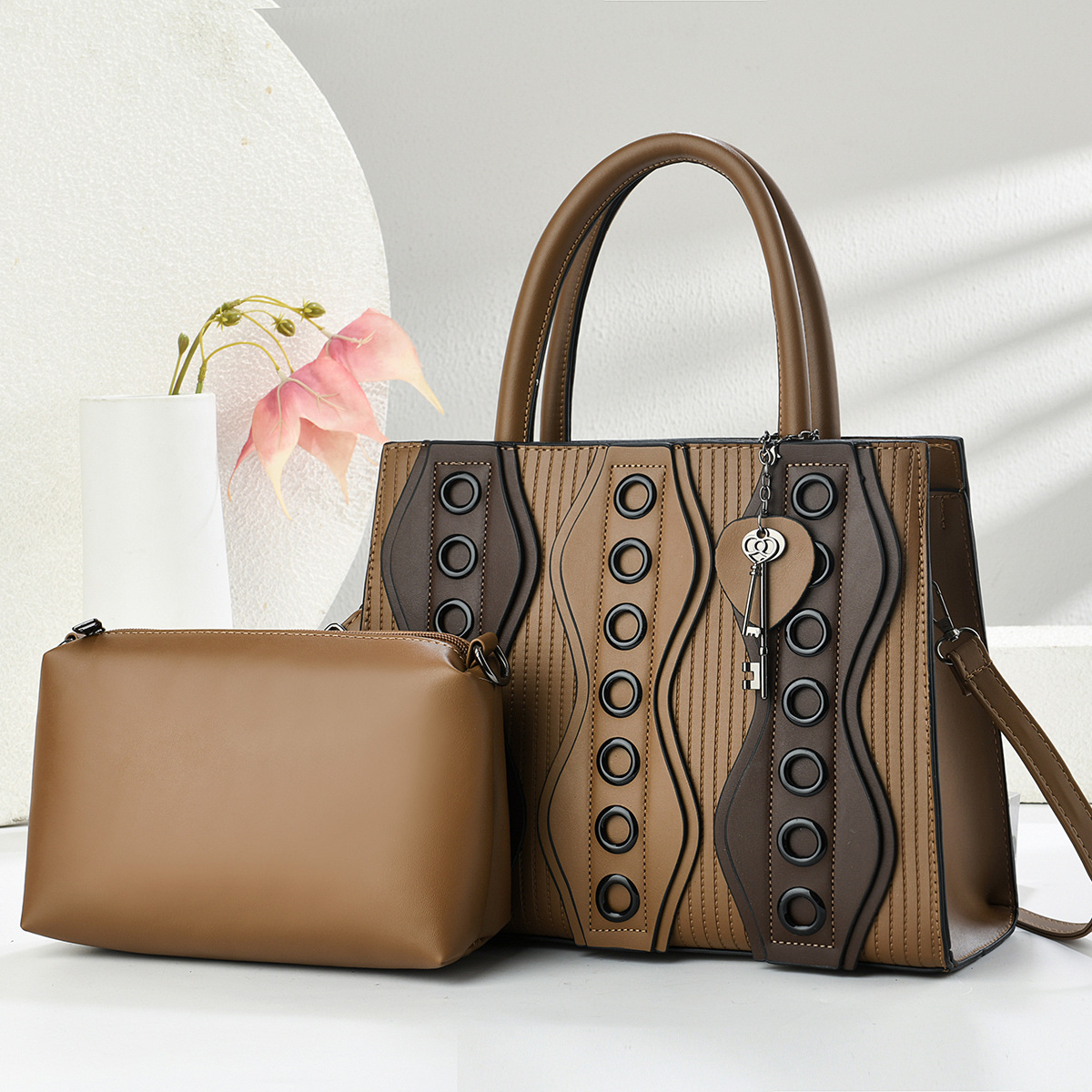 Simple Solid Color Leather Bag