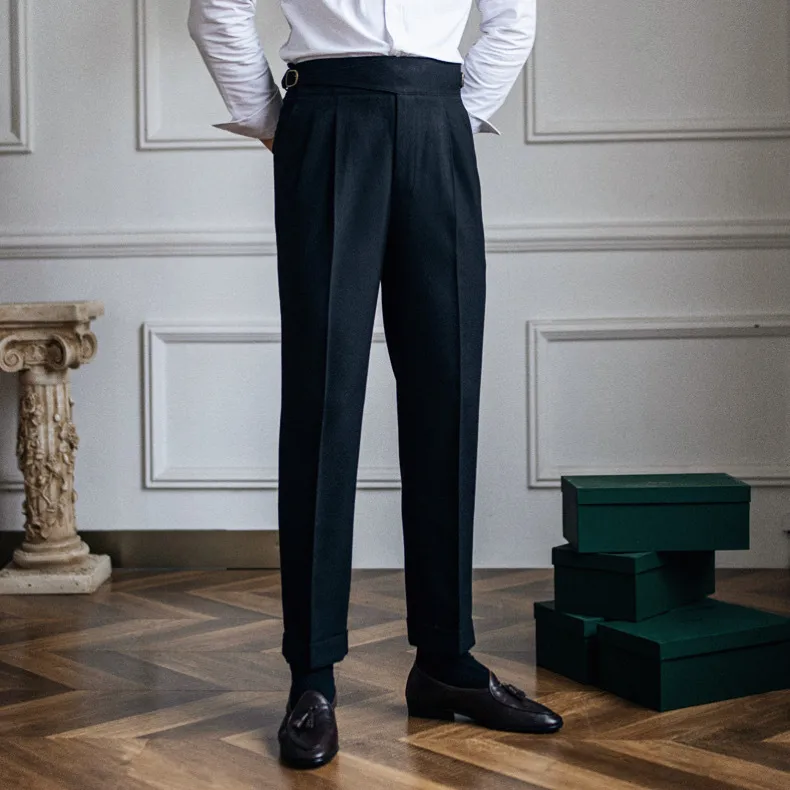 Men's Regular Fit Polyester Dress Pants In Light Business Style