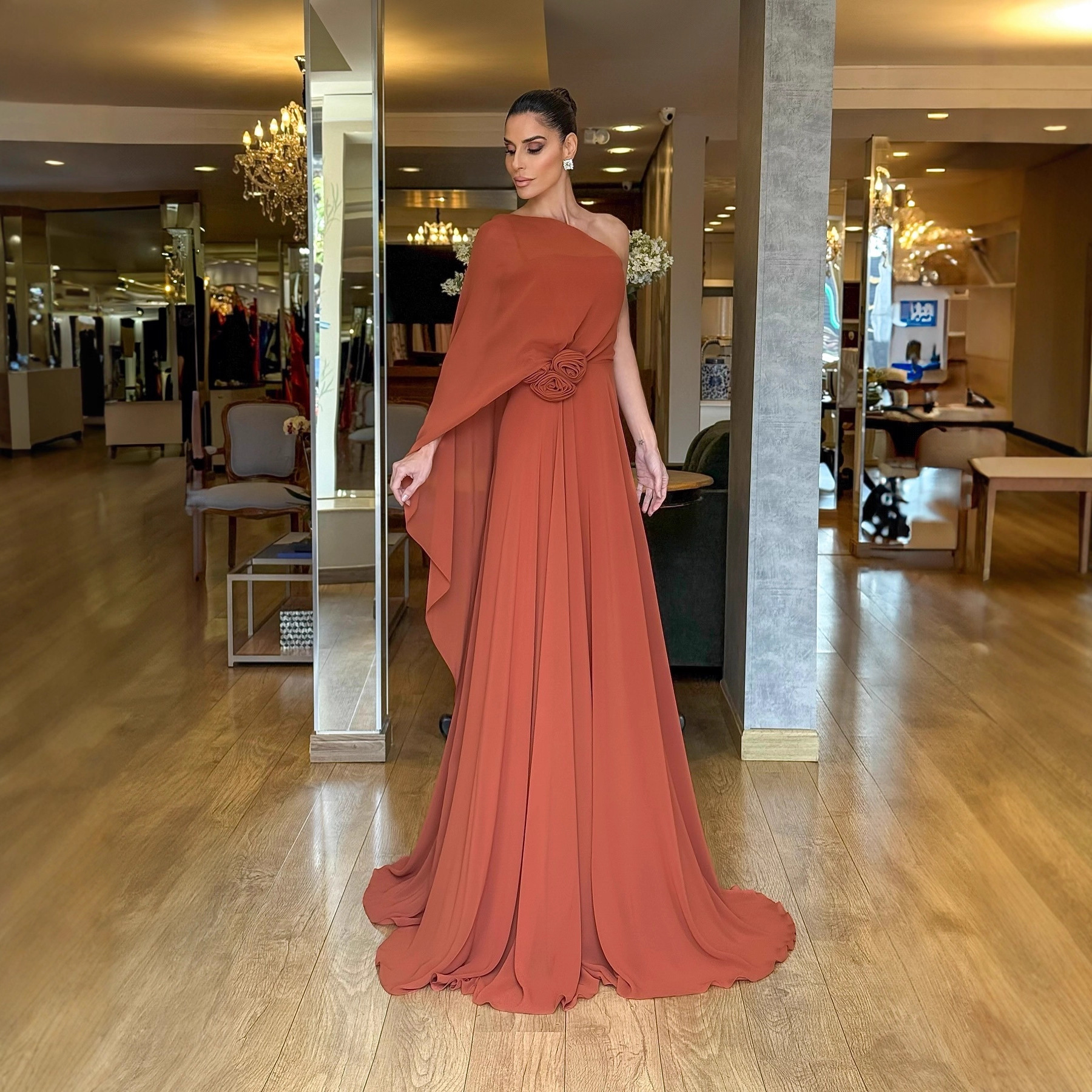 Casava Off-Shoulder Chiffon Gown