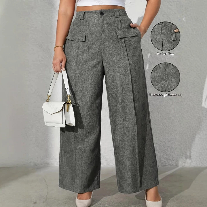 Casual Wide Leg Full Length Office Pants