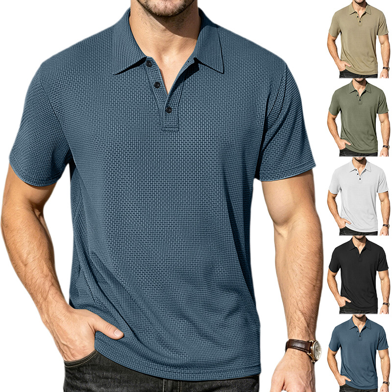 Casual Short Sleeve Nylon For Men With Lapel Collar