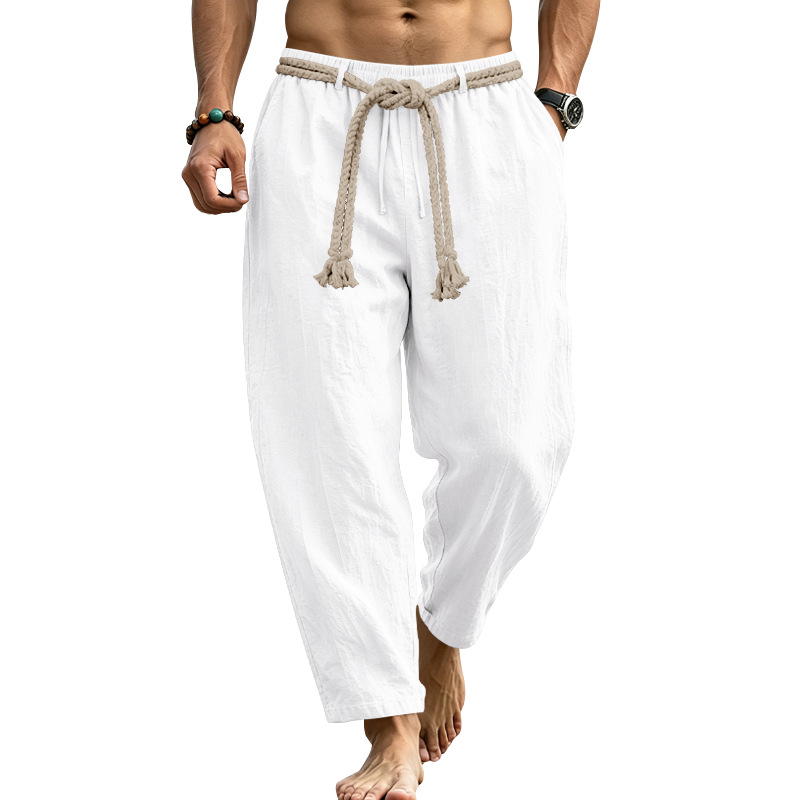 Men's Retro Solid Color Full Length Straight Pants
