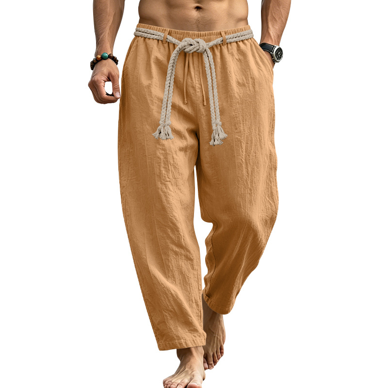 Men's Retro Solid Color Full Length Straight Pants