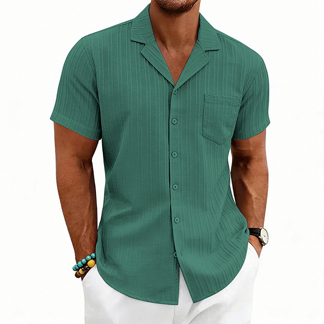 Casual Stripe Blouse With Short Sleeve In Polyester