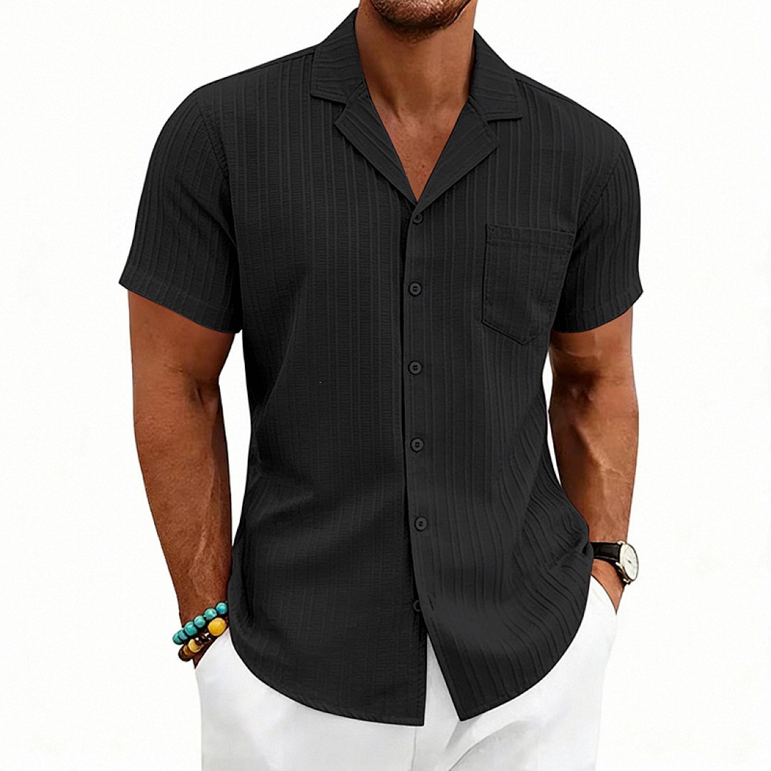 Casual Stripe Blouse With Short Sleeve In Polyester