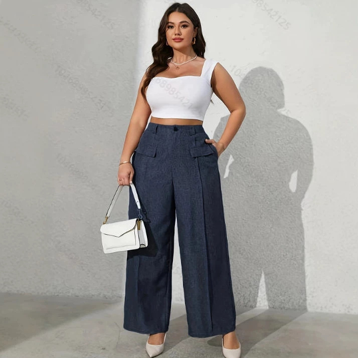 Casual Wide Leg Full Length Office Pants
