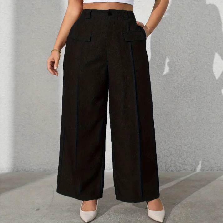 Casual Wide Leg Full Length Office Pants