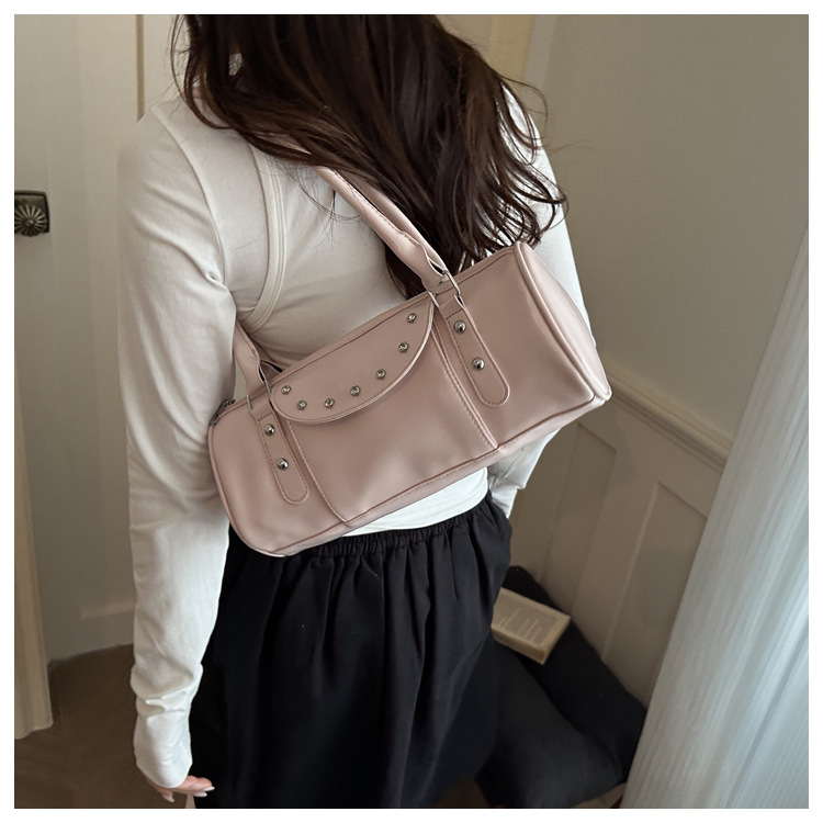 Solid Color Square Pu Leather Underarm Bag