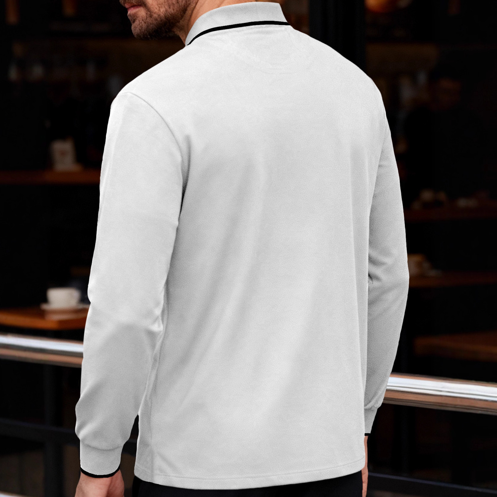 Solid Color Casual Long Sleeve For Men In Polyester Fabric