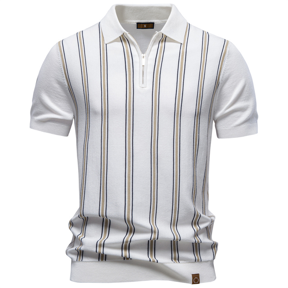 Business Stripe Short Sleeve Rayon